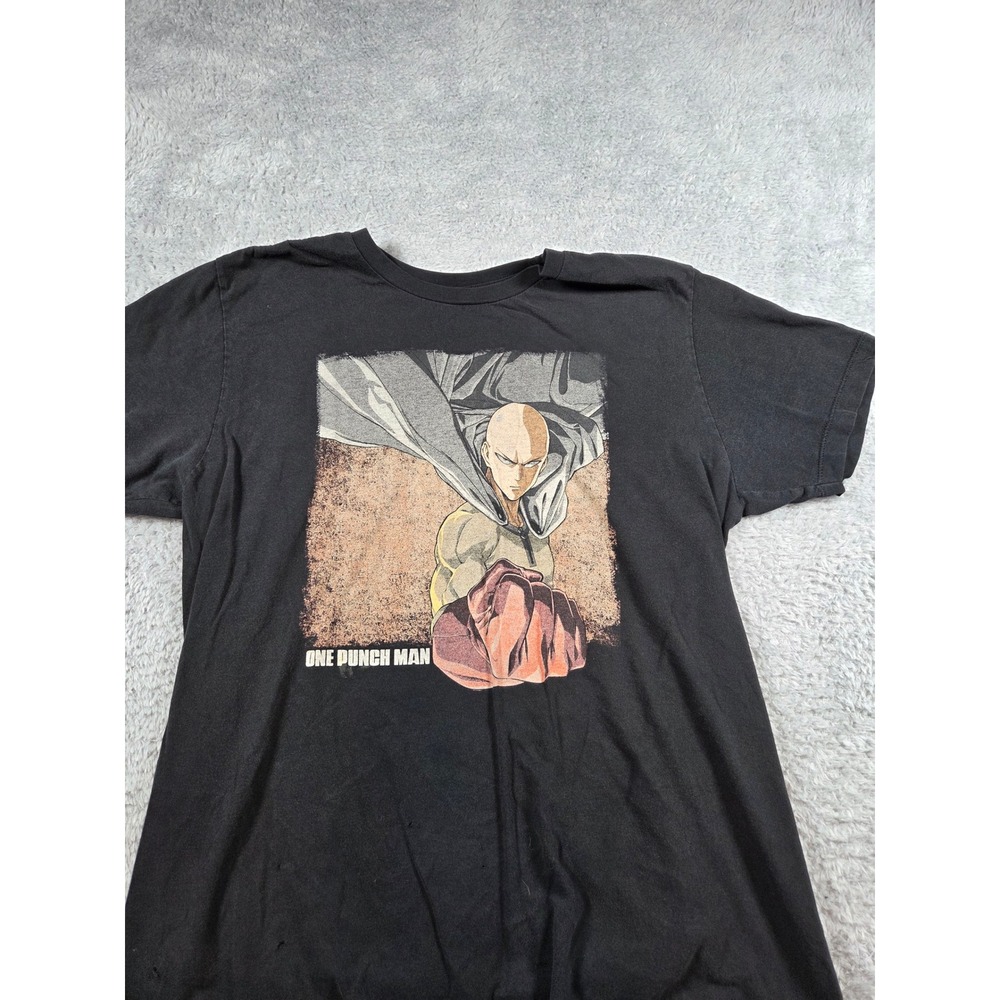 One Punch Man Saitama Graphic T Shirt Mens Black Distressed Anime Manga Tee